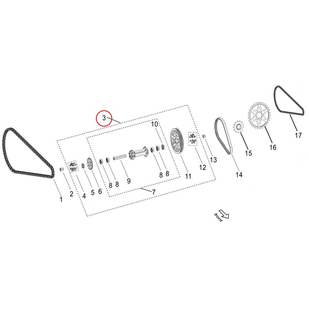 Surron Light Bee X - Mid. Shaft Assy. + Secondary Chain Drive Front Sprocket (14T)+ Primary Drive Rear Pulley (MPC:61280-YQ2A-Z4)